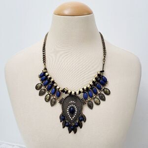 Vintage Blue Bohemian Rhinestone Necklace